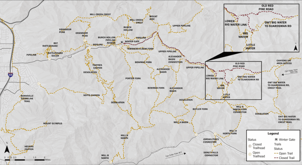 Upper Millcreek Road Closure—Salt Lake County map