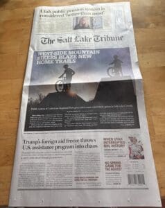 Lodestone Bike Park front page SL Tribune 2_13_25