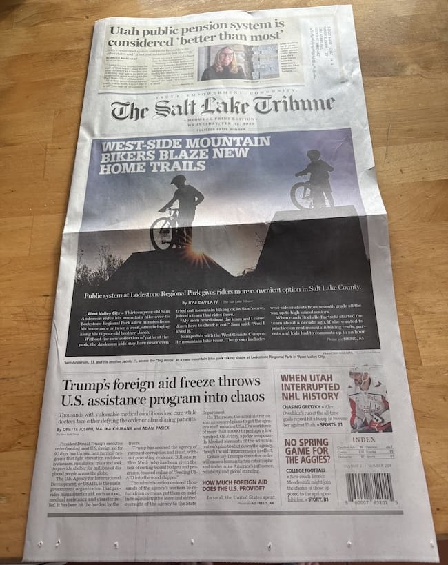 Lodestone Bike Park front page SL Tribune 2_13_25