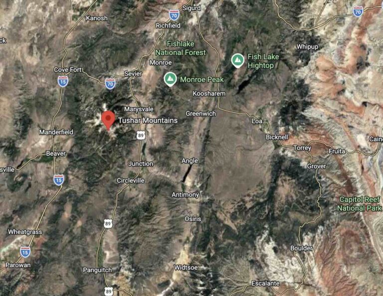 Tushar Mountains Google Maps view