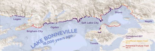 Bonneville Shoreline Trail (BST) 18,000 years ago